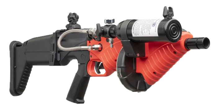 black and orange fn tactical 45 degree angle