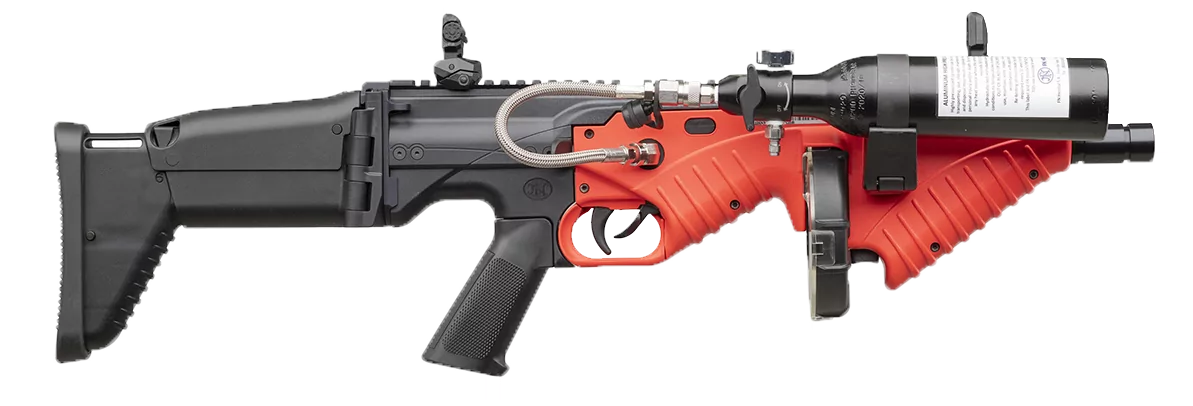 black and orange fn 303 tactical side